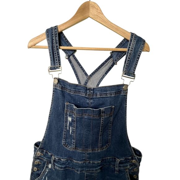 Judy Blue High Waist Double Cuff Denim Short Overalls Sz 2XL - Picture 4 of 13